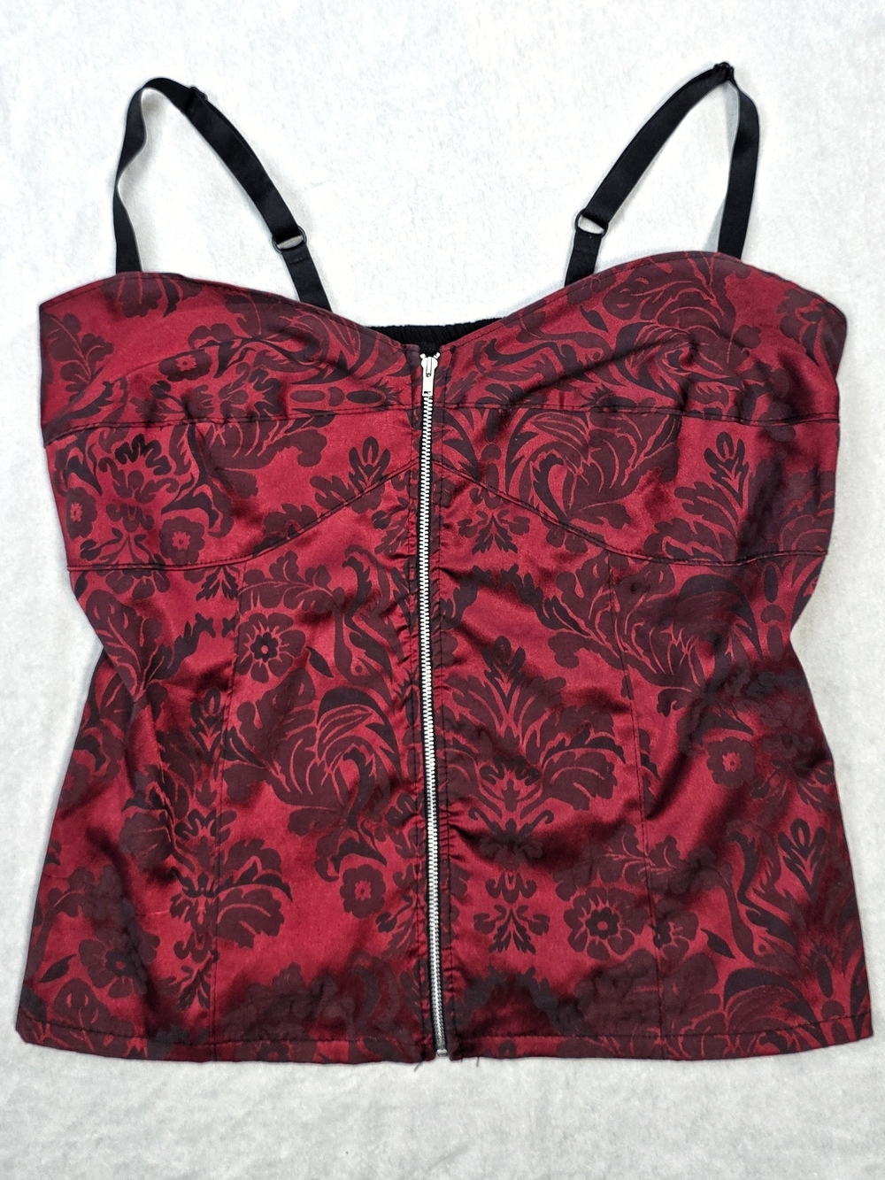 Y2K Vintage Mallgoth Torrid Damask Red Black Gothic Whimsigoth Bustier Cami Top